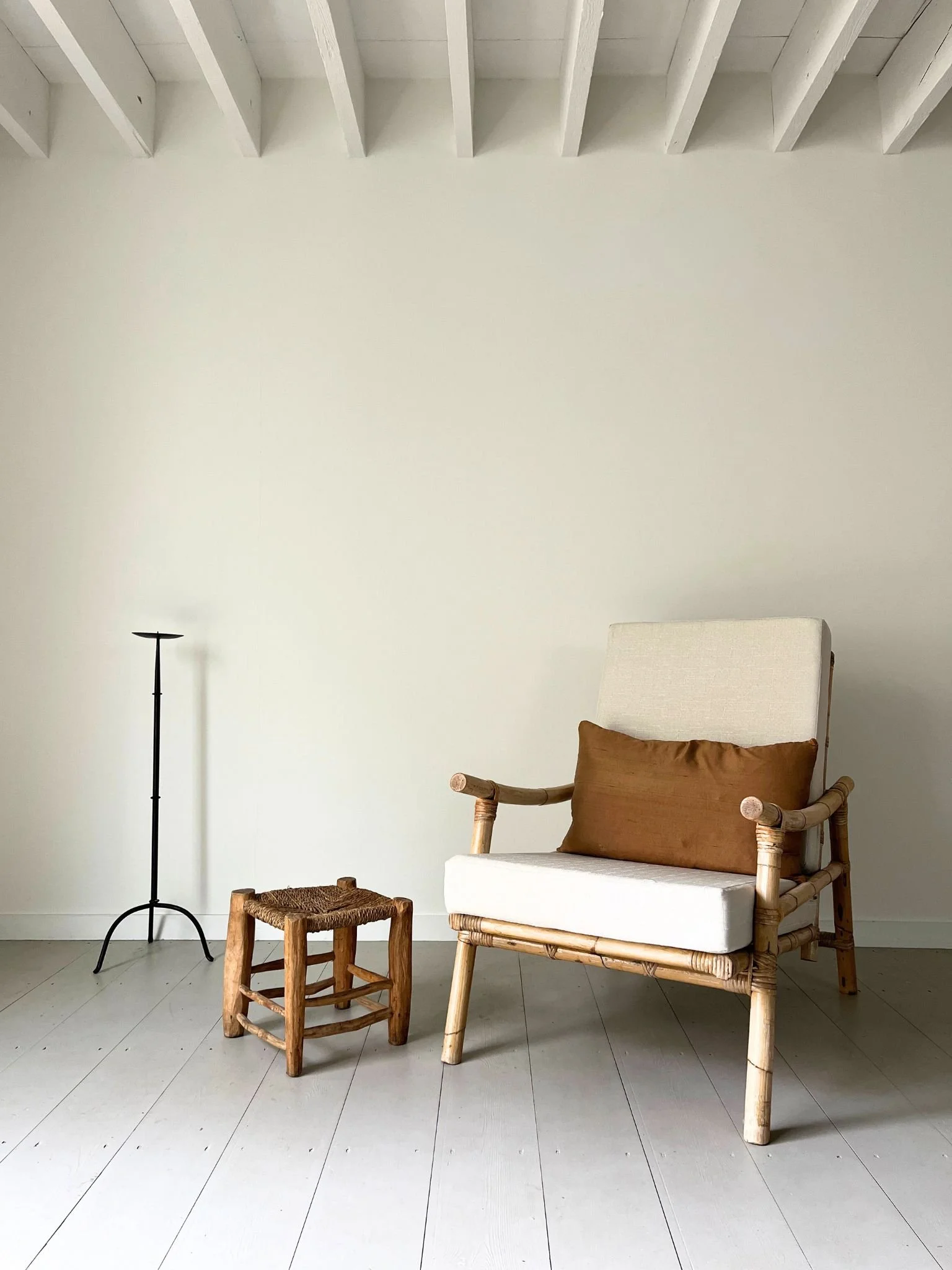 Primitive Rustic French Wooden and Rope Stool — Bureau Bruton